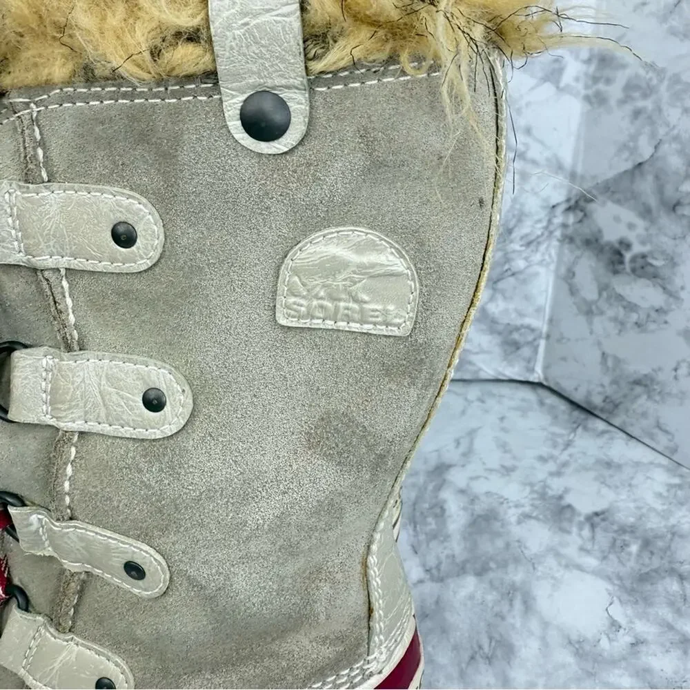 SOREL Brindle & Oyster Bray Tofino Faux Fur Winter Waterproof Boot Youth Sz 3